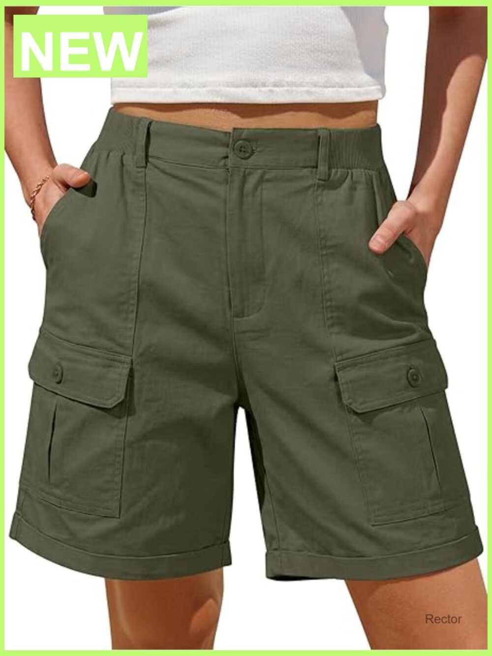 Bermuda Cargo Shorts 6 Pockets High Waisted Casual Summer Hiking